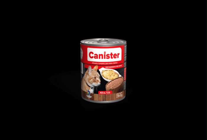 Embalagem de Canister Gatos Escondidinho de Carne