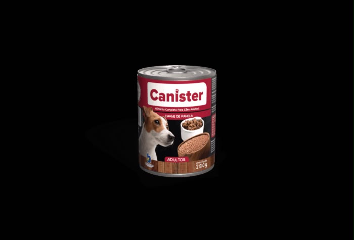 Embalagem de Canister Cães Carne de Panela