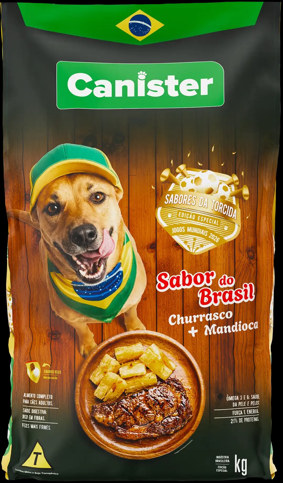 Embalagem de Canister Sabores da Torcida Cão Churrasco e Mandioca